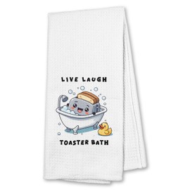 Xiyurlk Live Laugh Toaster Bath Bathroom Hand Towels, Funny Toaster Bathing Hand Towels for Bathroom Washroom Restroom Decor, 16x24 Inch,A015