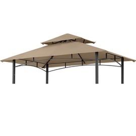 ABCCANOPY Grill Gazebo Canopy Replacement - 5x8 Double Tiered BBQ Canopy Top Cover for #L-GG001PST-F, Outdoor Grill Tent Roof (Beige)