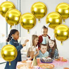 8 Pcs Gold Round Foil Balloons 22 Inch 4D Gold Mylar Orbz Round Balloons for Birthday Graduate Wedding Anniversary Retirement Party Decorations