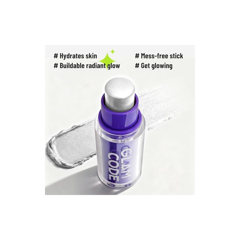 Glam Code Highlighter Stick, Creamy Long Lasting Shimmer Glow Face