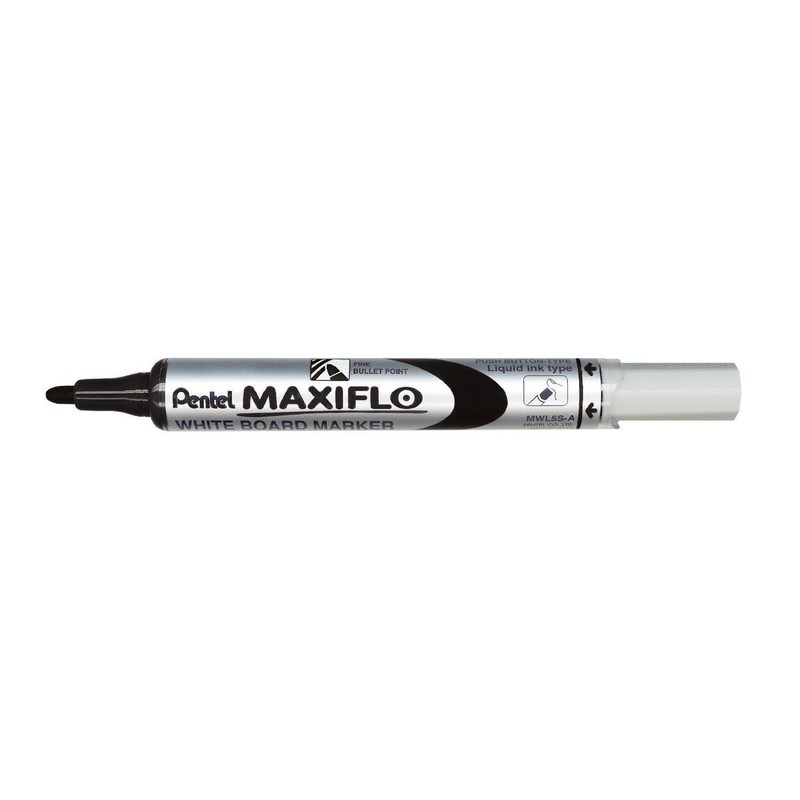 Pentel Maxiflo Rotuladores para Pizarra Blanca - Black-P - Negro