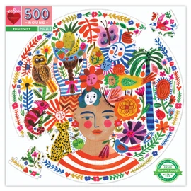 eeBoo: Piece and Love Positivity 500 Piece Round Circle Jigsaw Puzzle, Puzzle for Adults and Families, Glossy, Sturdy Pieces and Minimal Puzzle Dust