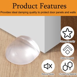 BOHUIZ 4 Pcs Floor Door Stopper, No Drill Shower Door Stopper Self-Adhesive Rubber Bumper Wall Protectors Clear Rubber Floor Wall Buffers Protector for Home Office Furniture Glass Mirror