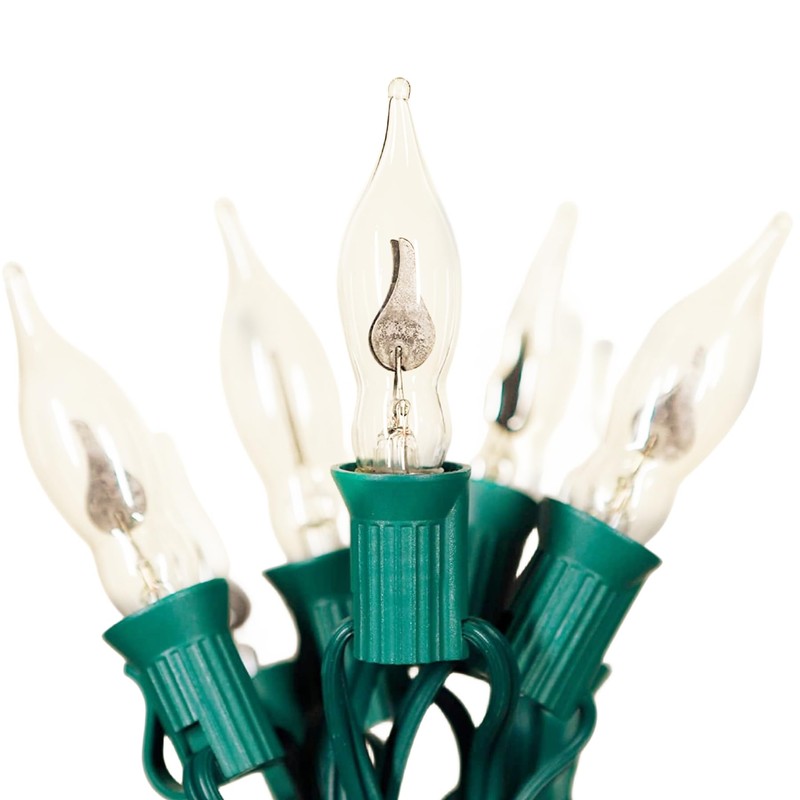 10ft Flickering Flame String Lights Outdoor Indoor, C18/C7 Candlelight Bulb,Retro
