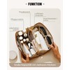 EACHY Women's Cosmetic Bag, PU Leather Makeup Bag with Transparent