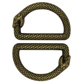 FMHXG D Rings for Bags 5x32x18mm Antique Brass Alloy Non Welded Dee Ring Buckle with Serpentine Pattern, Metal D Rings Loop for Belts Bags Lanyard Leathercraft DIY Craft,D-Ring, Bronze, 5x32x18mm
