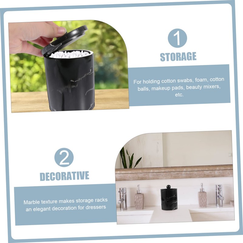 GLEAVI Marble Vein Organizing Box Cotton Swab Holder Storage Boxes