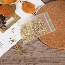 iCoudy 400pcs 18k Gold Filled Spacer Beads for Bracelets Seamless Tiny Small Gold Round Spacer Beads for Jewelry Making DIY Bracelet Necklace Earring Smooth Metal Circle Beads for Bulk Making Supply