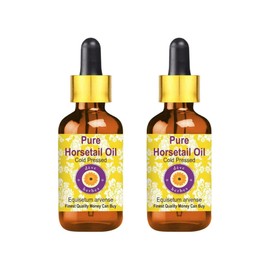 Deve Herbes Horsetail Oil (Equisetum arvense) with Glass Dropper | Cold Pressed | Pure | for Diluting Essential Oils | Hair, Skin & Massage | Non-Sticky | Lightweight | Unisex | 10ml X 2 (0.66 oz)