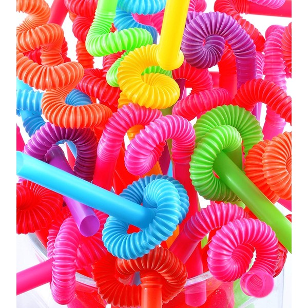 Perfect Stix Artistic 10 UN-200 Flexible, Neon Bendy Straws Unwrapped (Pack of 200)
