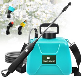 Battery Powered Sprayer 2 Gallon, Upgrade Powerful Electric Sprayer with 3 Mist Nozzles, Rechargeable Handle, Retractable Wand, Garden Sprayer with Adjustable Shoulder Strap for Lawn,Garden,Cleaning
