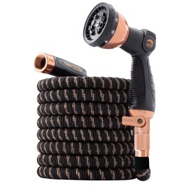 Pocket Hose Copper Bullet With Thumb Spray Nozzle AS-SEEN-ON-TV Expands to 75 ft, 650psi 3/4 in Solid Copper Anodized Aluminum Fittings Lead-Free Lightweight No-Kink Garden Hose