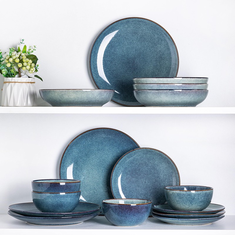 AmorArc Ceramic Dinnerware Sets for 4, 12 Pieces Handpainted Plates