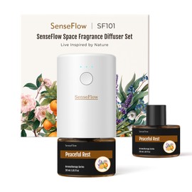 SenseFlow Essential Oil Diffuser for Home, Smart Waterless Aromatherapy Diffuser SF101S Pro, Plug in Room Scent with Timer & 120-Day Natural Aroma – Free 30ml Peaceful Rest(Sand Beige)