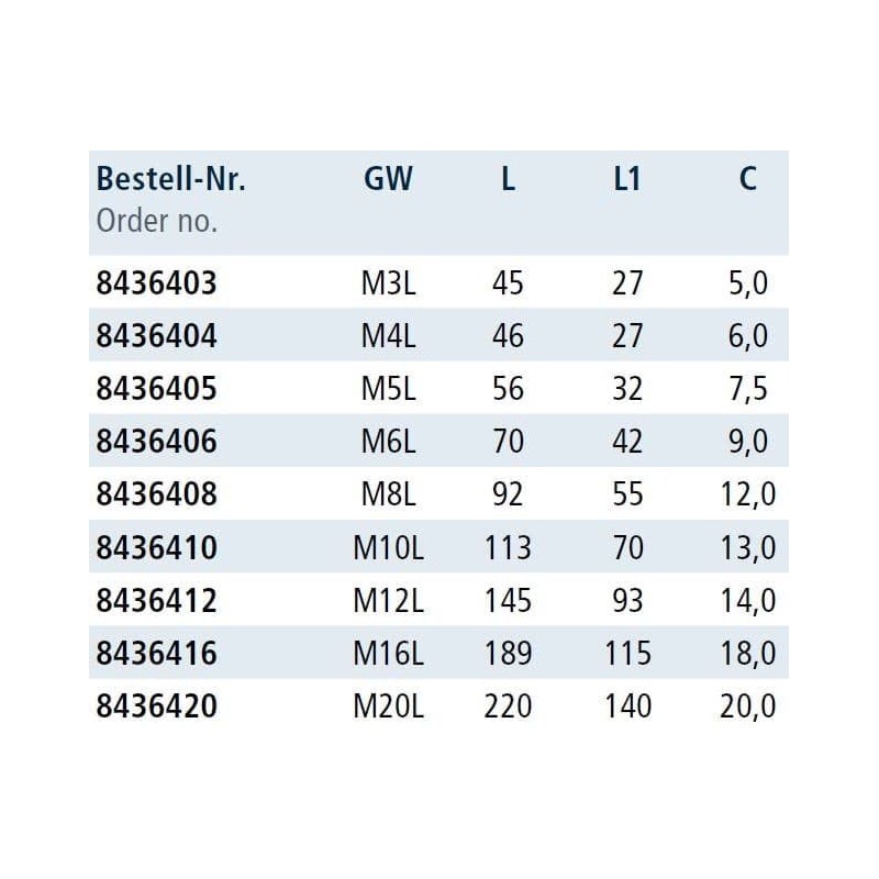 Hook Screw with Left Thread M5, Stainless Steel AISI 316/A4