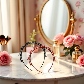 2Pcs Black and Brown Headband With Clips, Bangs Hairstyle Hair Clip Headband, Professional Weave Bangs Clip, Toothed Braid Tool for Women Girls Hair Styling Accessories