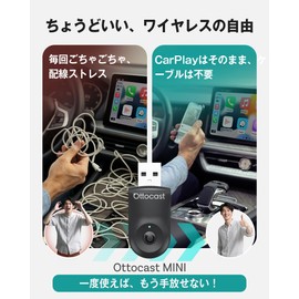 Ottocast Mini Wireless CarPlay/Android Auto Adapter, Genuine Wired CarPlay/Android Auto-Compatible Cars, Compatible with More Than 98% of Vehicles, Supports Bluetooth, Music, Voice Control, GPS