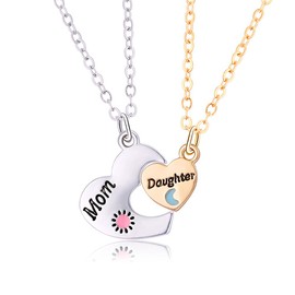 Mother Daughter Christmas Birthday Gifts for Mom Daughters Heart Necklaces for 2 Daughter Mom Mothers Day Gift for Mother Daughter Matching Necklaces for Daughter Mommy Long Distance Gifts for Women