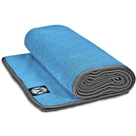 Youphoria 24-Inch-by-72-Inch Microfiber Yoga Towel, Blue Towel/Gray Stitching