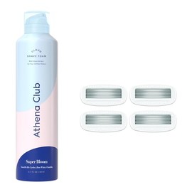 Athena Club Espuma de afeitado extra suave para mujer + 4 repuestos de cuchilla de afeitar, gel de afeitar, aroma a flor de pétalos