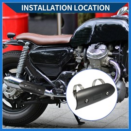 VekAuto Muffler Heat Guard with Clamp/Exhaust Pipe Head Shield Cover for Motorcycle/Heat Insulation Carbon Fiber 145x62mm / 1 Set Black Auto Accessories