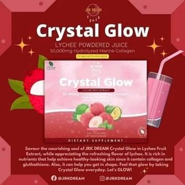 1 Crystal Glow Lychee Fruit Extract 50,000mg Hydrolized Marine Collagen