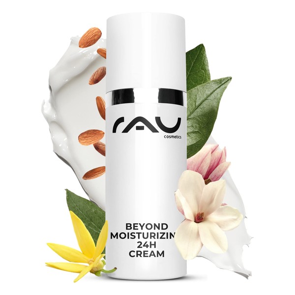 RAU Cosmetics Naturkosmetik Gesichtscreme beyond Moisturizing 24h Cream 50 ml - Vegane Feuchtigkeitscreme für Trockene, Normale Haut, Sensible Haut & Mischhaut - Mit Arganöl, Mandelöl & Vitamin E