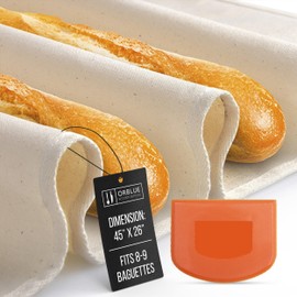 Orblue Bakers Couche and Proofing Cloth, 100% Cotton Fabric for Bread Dough Baking, Shaping Tool for Baguettes, Loaves, Ciabatta, Bread Couche 45 x 26 Inches Extra Large
