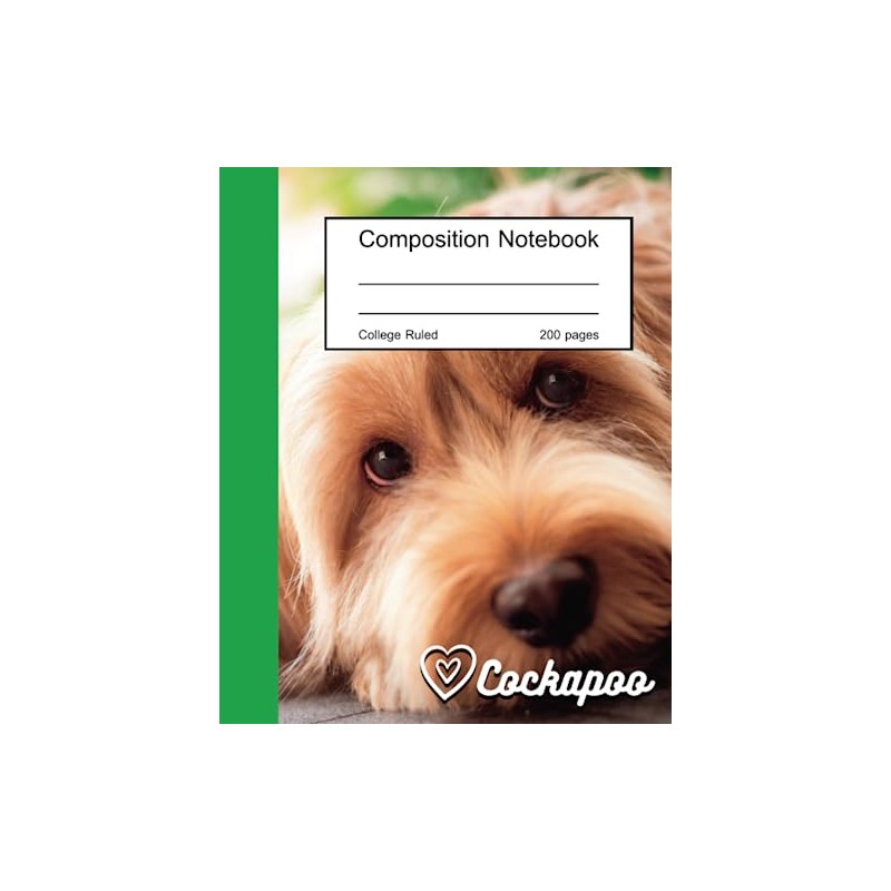 Cockapoo dog composition notebook college ruled,Cute cockapoo dog cover, Lined