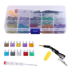 Kit de Fusibles de Cuchilla Mini de 100 Piezas, 2A 3A 5A 7.5A 10A 15A 20A 25A 30A 35A Fusibles de Repuesto Surtidos Con Pluma de Prueba Eléctrica Clip Para Carro de Automóvil