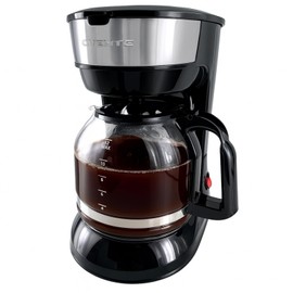 OVENTE 12-Cup Drip Coffee Maker with Borosilicate Glass Carafe, One-Touch Operation Machine, Anti-Drip System, Reusable Filter and Clear View Water Level Gauge, Ideal for Home or Office, Black CM412B
