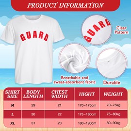 Hiboom 5 Pcs Guard Costume Set Guard T Shirt Guard Pouch Security Hat Inflatable Float Prop Sunglasses Whistle Lanyard (White,Large)