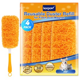 KEEPOW Reusable Dust Magnet Refill for Flash Dust Magnet Starter Kit,Washable Fluffy Dusters Refills,Refill Duster for Cleaning,Compatible with Flash Duster Refills,4 Pack