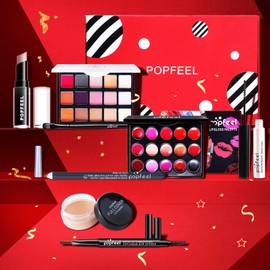 All in One Makeup Kit,Christmas Makeup Kit,Full Starter Cosmetics Set with Eyeshadow Lipstick Palette Mascara Eyebrow Pencil Eyeliner Concealer,Gift Set for Women, Girls & Teens