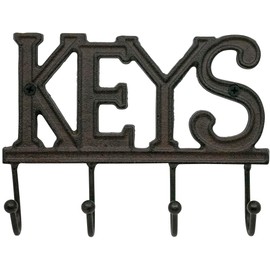 Stephanie Imports Rustic Cast Iron Keys Holder with 4 Key Hooks for Wall Mount (Rustic Bronze)