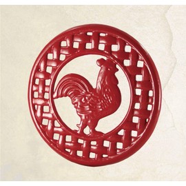 Grant Howard 51094 Red Rooster Trivet, 8-inch Diameter, Cast Iron