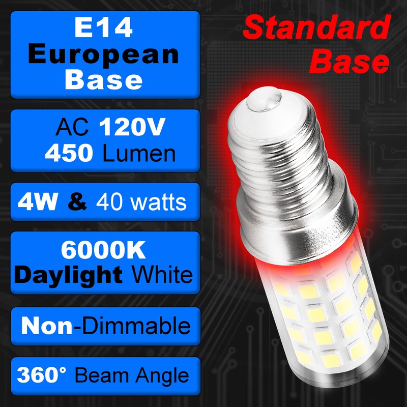 E14 European Base LED Bulb 4W Equivalent 40W Daylight White