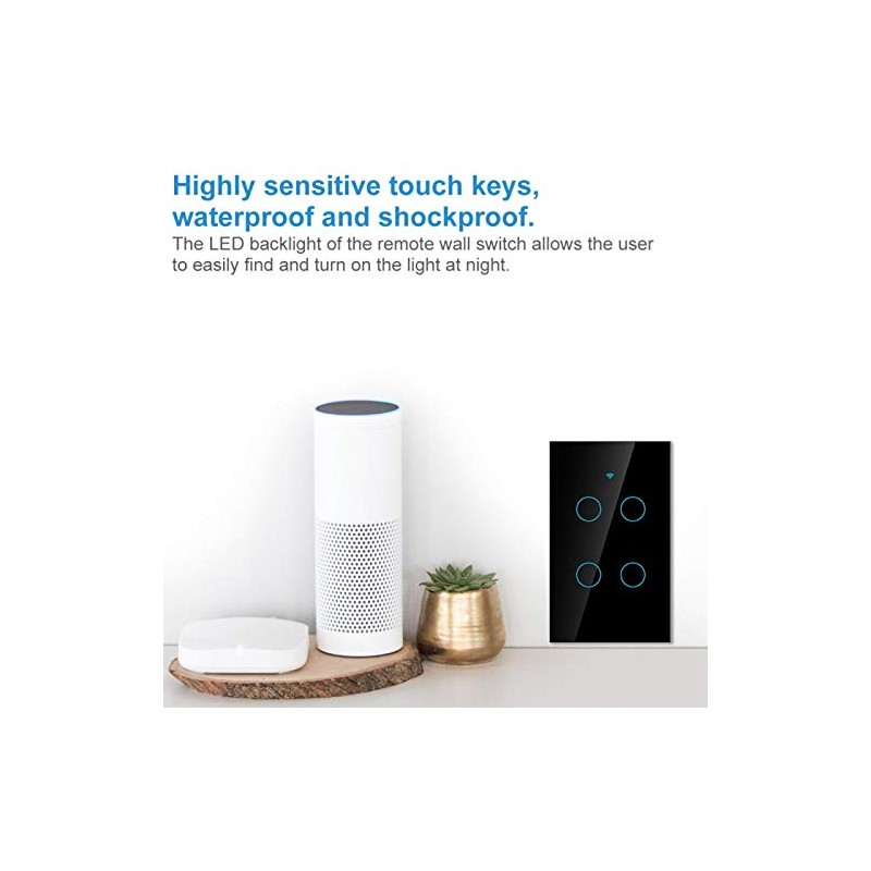 Apagador WiFi Inteligente de Pantalla Táctil, Control de Voz, Luz