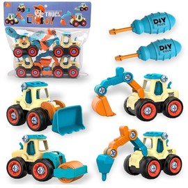 JoyGrow Take Apart Toys,4 pcs DIY Truck Car Toys Set for 3 4 5 6 7 Year Old Boys Girls, Construction Engineering STEM Learning Toys Building Play Set for Kids Children
