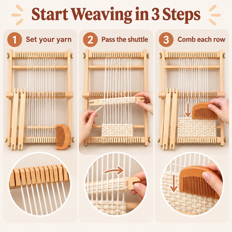 Wooden Weaving Loom for Tapestry Crafts – 19.68 x 15.35