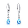Moonstone Leverback Earrings Turquoise/Moonstone/Cubic Zirconia Birthstone Leverback Earrings for Women Sterling Silver Teardrop Bridal Dangle Earrings Dewdrop Earrings Girls, Metal, Cubic Zirconia