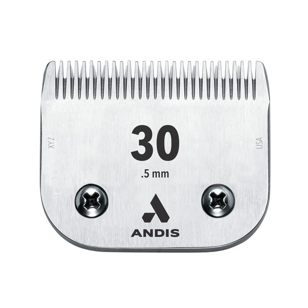 Andis 64075 Ultra Edge Dog Clipper Blade - Constructed Of Carbonized Steel, Exclusive Hardening Process With Long-Lasting Sharp Edges, 1/50-Inch Cut Length - For Larger Animals, Size-30, Chrome