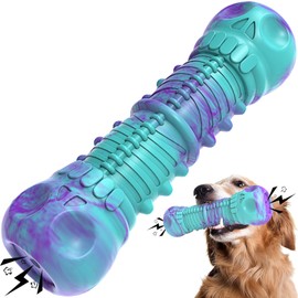HETOO Dog Chew Toys Indestructible Dog Toys for Large Medium Breed Durable Rubber Squeaky Dog Toy for Aggressive Chewers Tough Strong Bone Dog Toy Outdoor Interactive Dog Toys Birthday Gifts Purple