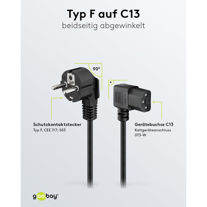 Goobay 96042 IEC Cable 1.5 m / 90 Degree C13