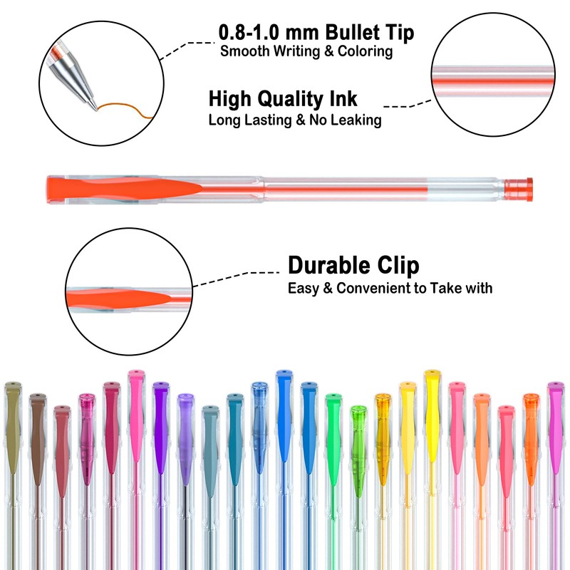 Lineon Gel Ballpoint Pens, Color Ballpoint Pens, 100 Pack, Gel