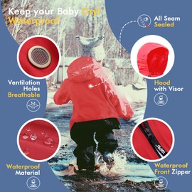 HAPIU Kids Toddler Rain Suit Muddy Buddy Waterproof Coverall,Molten Lava,2T,Original