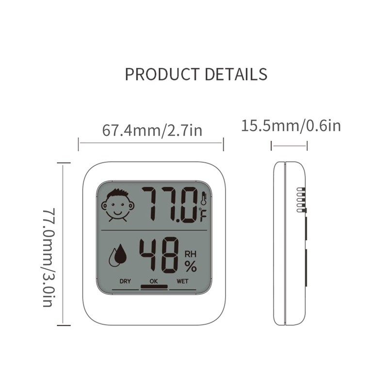 HATUSOKU Digital Thermometer and Hygrometer with Comfort Face Display, Hygrometer,