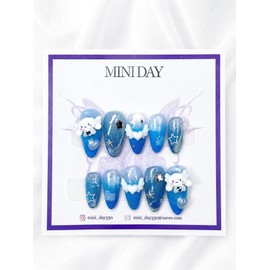 Cinnamoroll Dream Sky Handmade Nail Tips - Almond / 시나모롤 드림 스카이 수제 네일팁 - 아몬드