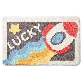 Huilimei Rainbow Stars Rug Bathroom Bathtub Washroom Sink Absorbent Non-Slip Foot Mat Bedroom Floor Mat