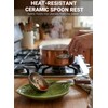 Green Leaf Spoon Rest, Ceramic Utensil Holder for Stove Top